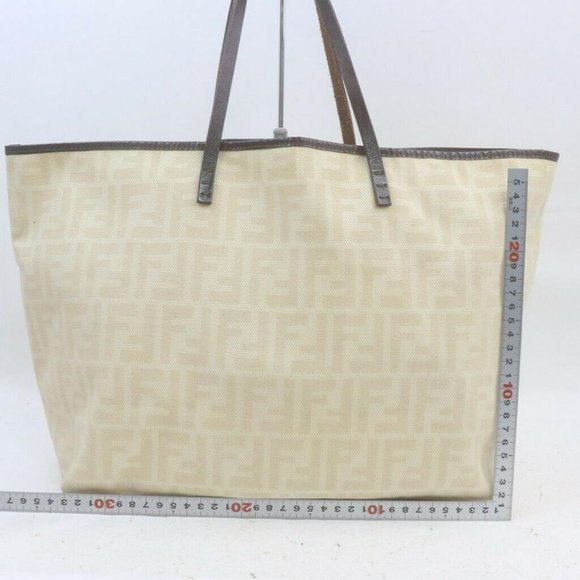 Fendi Ivory x Brown Monogram FF Zucca Roll Tote - Picture 2 of 12